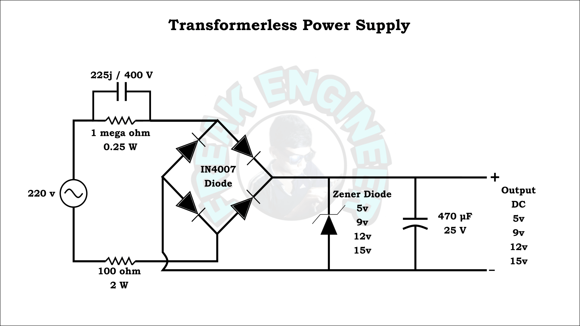 Transformerless power supply | 5v / 9v / 12v / 15v »